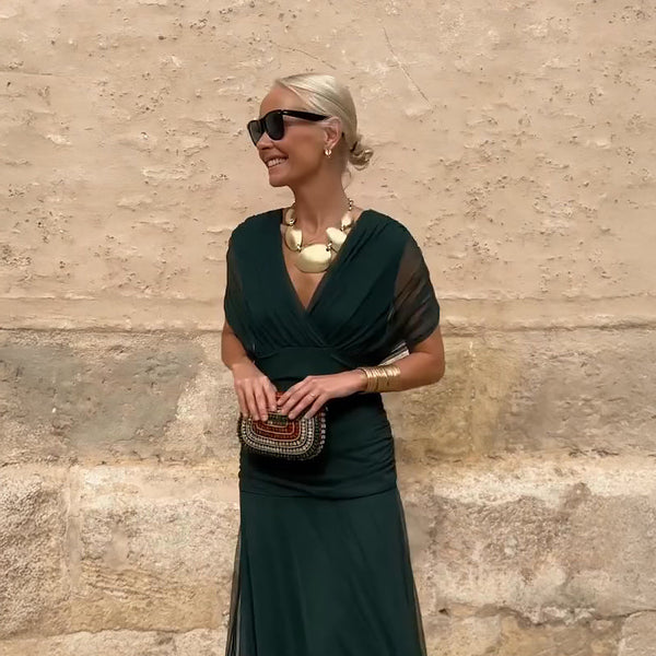 Adéla - Elegantní společenské maxi šaty s výstřihem do V